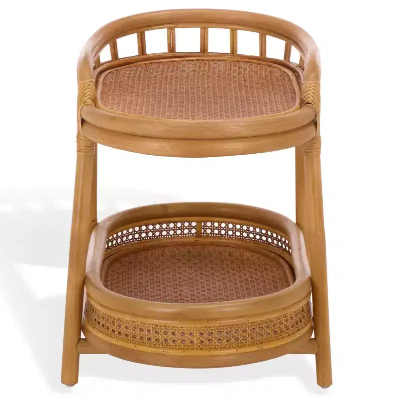 Table d'appoint à 2 étagères en rotin Shayleen - CWK3023 - Naturel - Safavieh Couture