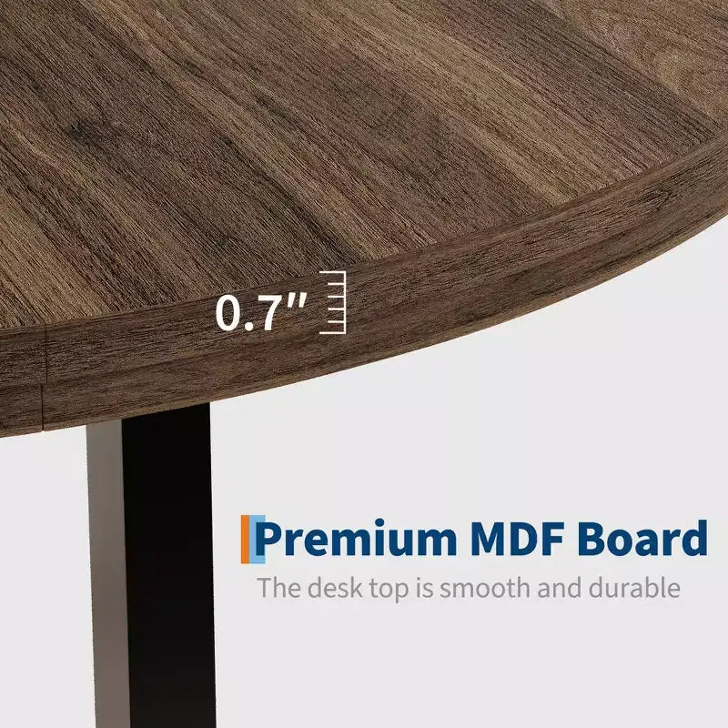 Table à manger ronde industrielle de 47 pouces pour 4-6 personnes, table de cuisine peu encombrante en bois avec cadre en métal, table à manger moderne rustique, sans chaises