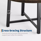 Table à manger ronde industrielle de 47 pouces pour 4-6 personnes, table de cuisine peu encombrante en bois avec cadre en métal, table à manger moderne rustique, sans chaises