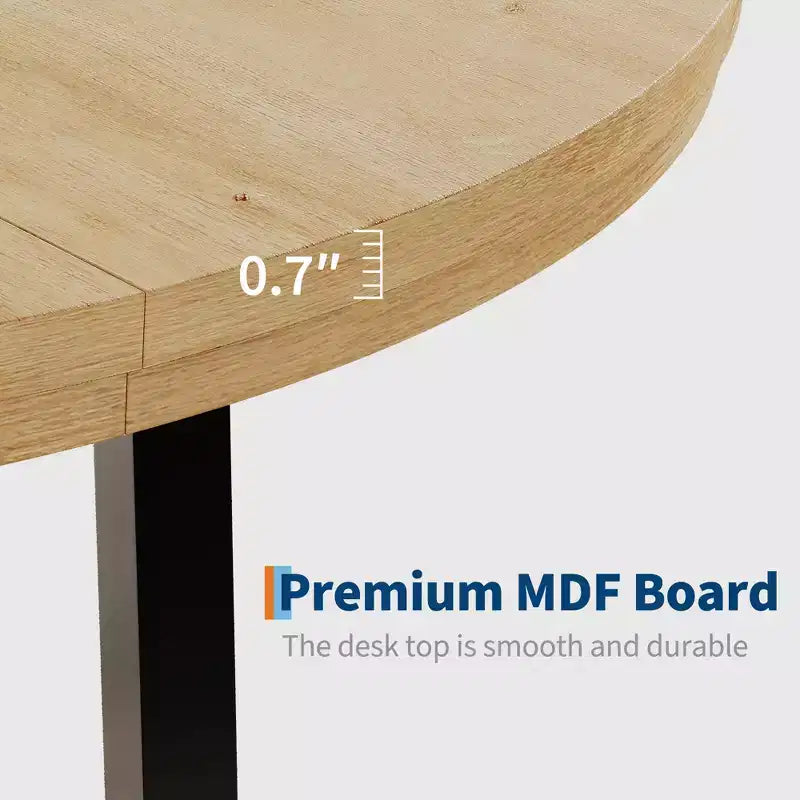 Table à manger ronde industrielle de 47 pouces pour 4-6 personnes, table de cuisine peu encombrante en bois avec cadre en métal, table à manger moderne rustique, sans chaises