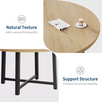 Table à manger ronde industrielle de 47 pouces pour 4-6 personnes, table de cuisine peu encombrante en bois avec cadre en métal, table à manger moderne rustique, sans chaises