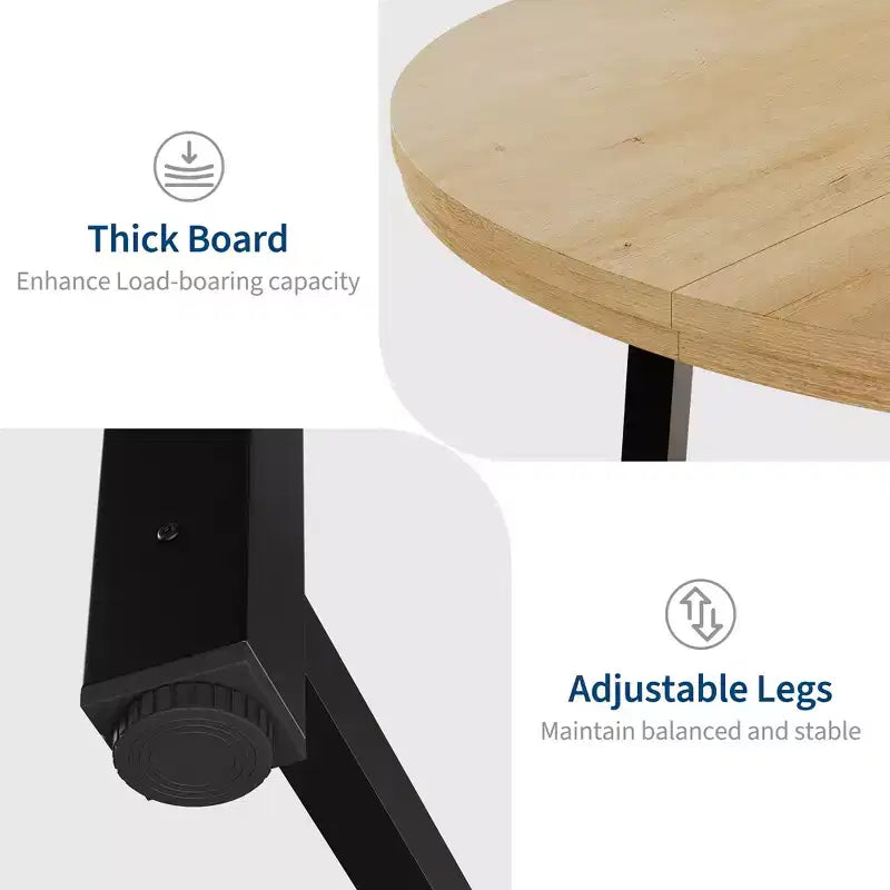 Table à manger ronde industrielle de 47 pouces pour 4-6 personnes, table de cuisine peu encombrante en bois avec cadre en métal, table à manger moderne rustique, sans chaises