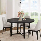 Table à manger ronde industrielle de 47 pouces pour 4-6 personnes, table de cuisine peu encombrante en bois avec cadre en métal, table à manger moderne rustique, sans chaises