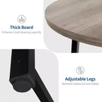Table à manger ronde industrielle de 47 pouces pour 4-6 personnes, table de cuisine peu encombrante en bois avec cadre en métal, table à manger moderne rustique, sans chaises