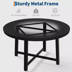 Table à manger ronde industrielle de 47 pouces pour 4-6 personnes, table de cuisine peu encombrante en bois avec cadre en métal, table à manger moderne rustique, sans chaises
