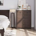 Commode en bois à 5 tiroirs avec tiroirs profonds, armoire d'entrée robuste avec poignées rondes pour chambre à coucher, salon, bureau