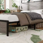 Lit plateforme double/queen/king size avec tête de lit de rangement à LED, cadre de lit plateforme en bois avec 2 ports USB, grand rangement sous le lit, gris antique