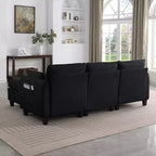 Canapé d'angle contemporain GDFStudio Lancelot 85 pouces en chenille avec pouf de rangement