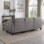 Canapé d'angle contemporain GDFStudio Lancelot 85 pouces en chenille avec pouf de rangement