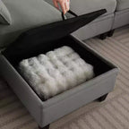 Canapé d'angle contemporain GDFStudio Lancelot 85 pouces en chenille avec pouf de rangement