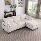 Canapé d'angle contemporain GDFStudio Lancelot 85 pouces en chenille avec pouf de rangement