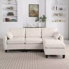 GDFStudio Lancelot 85 Inch Contemporary Chenille Upholstered L-Shaped Sectional Sofa with Storage Ottoman