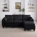 Canapé d'angle contemporain GDFStudio Lancelot 85 pouces en chenille avec pouf de rangement