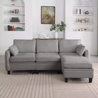Canapé d'angle contemporain GDFStudio Lancelot 85 pouces en chenille avec pouf de rangement