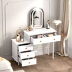 Coiffeuse avec miroir, coiffeuse moderne, 2 tiroirs et meuble à 3 tiroirs réglables, pour chambre à coucher