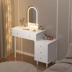 Coiffeuse avec miroir, coiffeuse moderne, 2 tiroirs et meuble à 3 tiroirs réglables, pour chambre à coucher