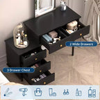 Coiffeuse avec miroir, coiffeuse moderne, 2 tiroirs et meuble à 3 tiroirs réglables, pour chambre à coucher
