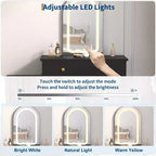 Coiffeuse avec miroir, coiffeuse moderne, 2 tiroirs et meuble à 3 tiroirs réglables, pour chambre à coucher