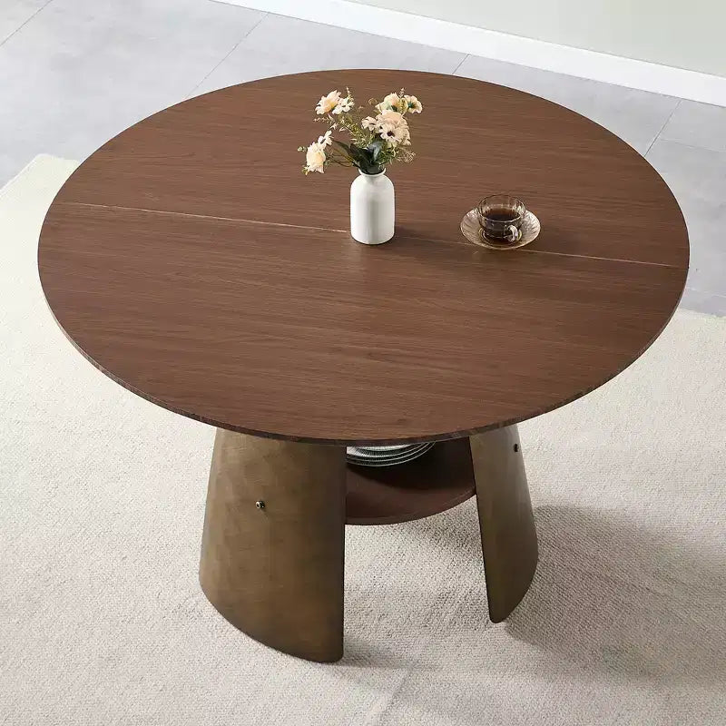 Table à manger ronde GDFStudio Ying moderne en bois et métal