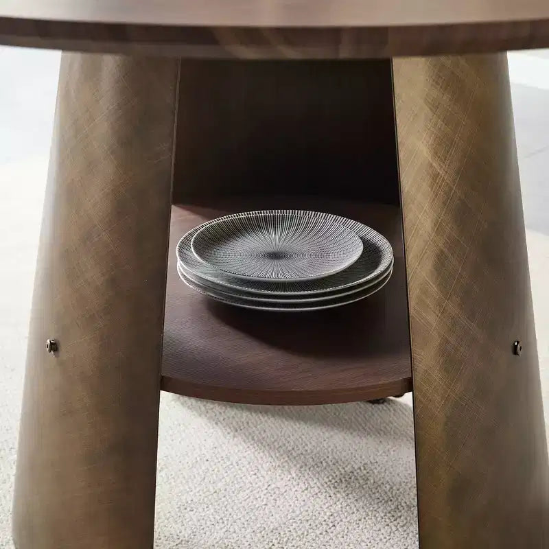 Table à manger ronde GDFStudio Ying moderne en bois et métal