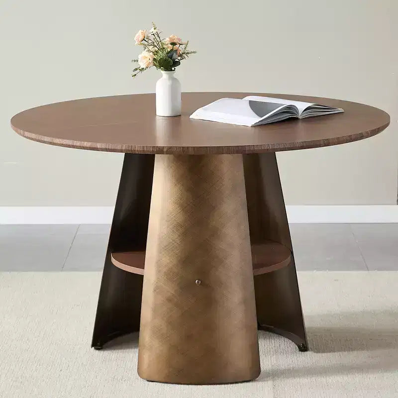 Table à manger ronde GDFStudio Ying moderne en bois et métal
