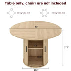Table à manger ronde de 47 pouces pour 4 personnes, étagère de rangement à 2 niveaux avec porte coulissante en bois, table de cuisine pour salle à manger et salon