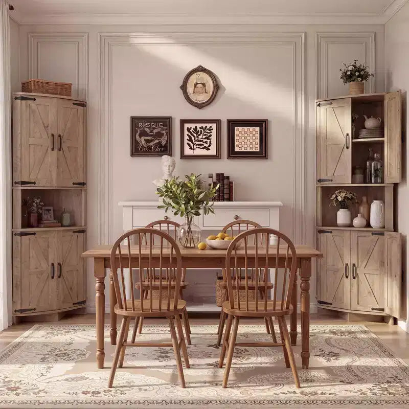 64,8 " Armoire de coin de ferme haute avec portes, placard de rangement pour garde-manger avec étagères réglables pour la cuisine, le salon et la salle de bain