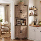 64,8 " Armoire de coin de ferme haute avec portes, placard de rangement pour garde-manger avec étagères réglables pour la cuisine, le salon et la salle de bain