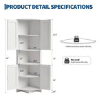 64,8 " Armoire de coin de ferme haute avec portes, placard de rangement pour garde-manger avec étagères réglables pour la cuisine, le salon et la salle de bain