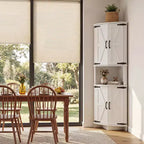 64,8 " Armoire de coin de ferme haute avec portes, placard de rangement pour garde-manger avec étagères réglables pour la cuisine, le salon et la salle de bain
