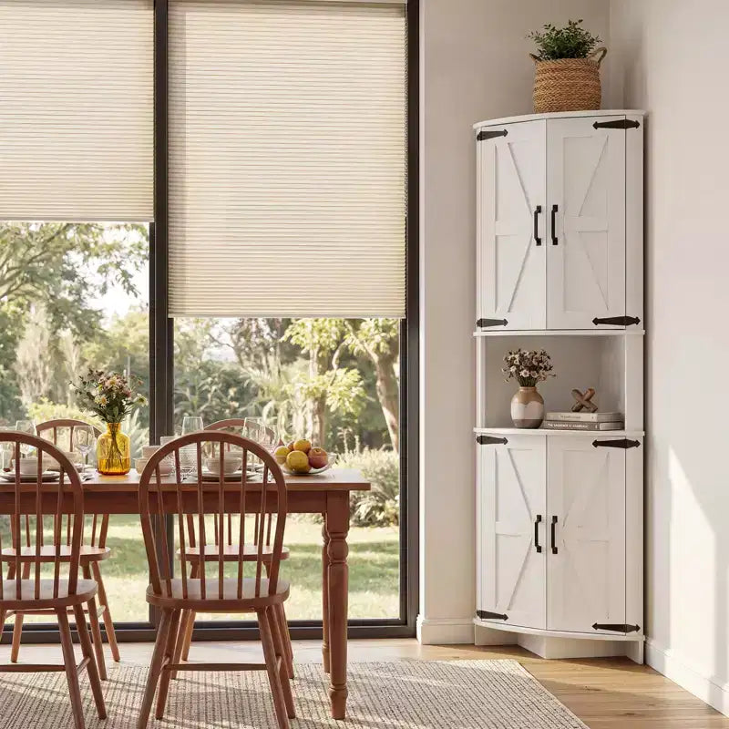 64,8 " Armoire de coin de ferme haute avec portes, placard de rangement pour garde-manger avec étagères réglables pour la cuisine, le salon et la salle de bain