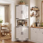 64,8 " Armoire de coin de ferme haute avec portes, placard de rangement pour garde-manger avec étagères réglables pour la cuisine, le salon et la salle de bain