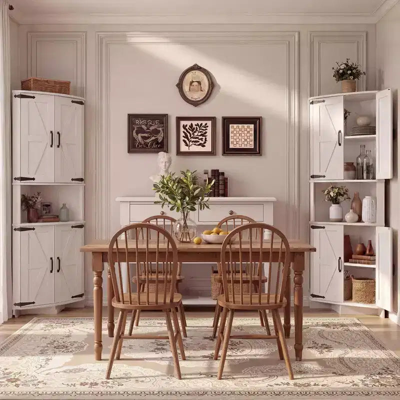 64,8 " Armoire de coin de ferme haute avec portes, placard de rangement pour garde-manger avec étagères réglables pour la cuisine, le salon et la salle de bain