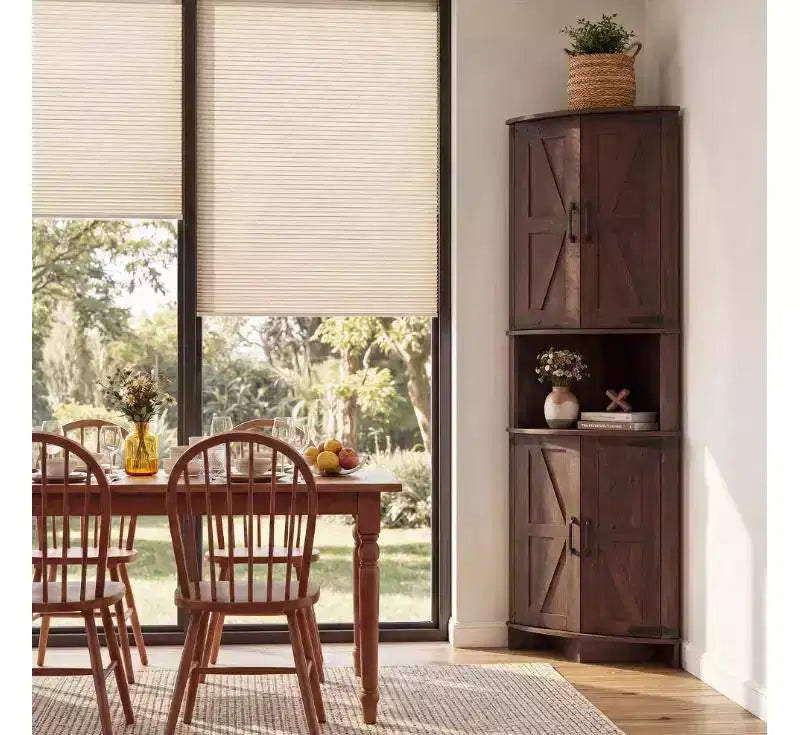 64,8 " Armoire de coin de ferme haute avec portes, placard de rangement pour garde-manger avec étagères réglables pour la cuisine, le salon et la salle de bain