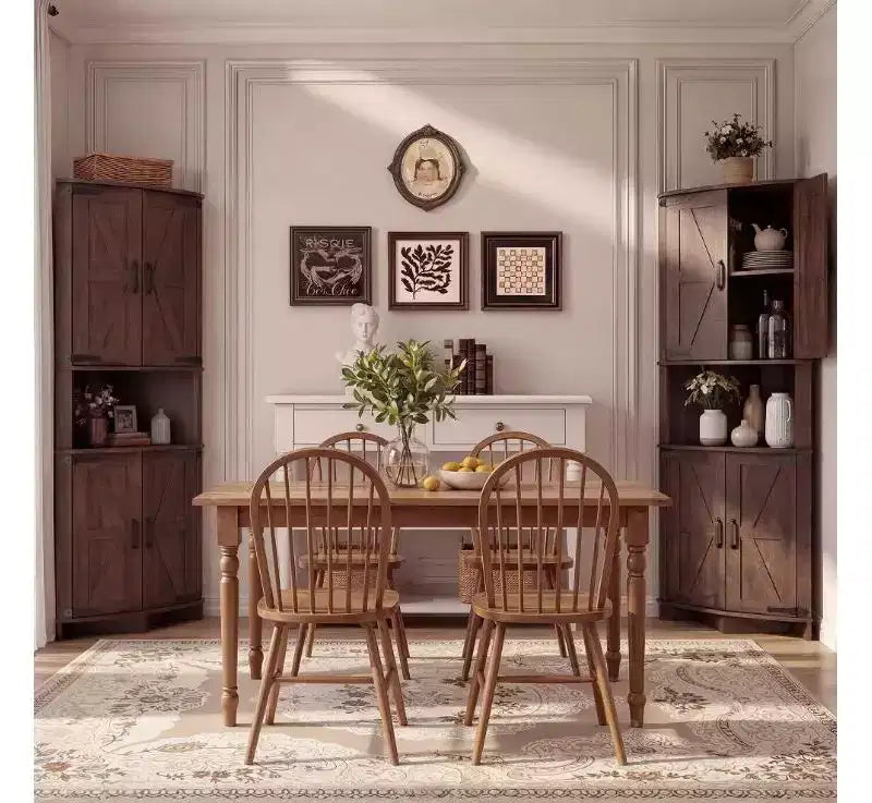 64,8 " Armoire de coin de ferme haute avec portes, placard de rangement pour garde-manger avec étagères réglables pour la cuisine, le salon et la salle de bain