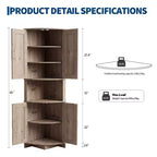 64,8 " Armoire de coin de ferme haute avec portes, placard de rangement pour garde-manger avec étagères réglables pour la cuisine, le salon et la salle de bain