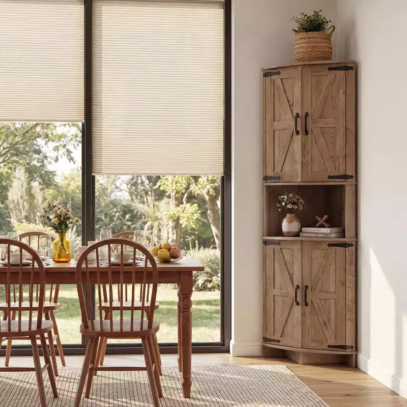 64,8 " Armoire de coin de ferme haute avec portes, placard de rangement pour garde-manger avec étagères réglables pour la cuisine, le salon et la salle de bain