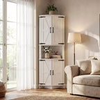 64,8 " Armoire de coin de ferme haute avec portes, placard de rangement pour garde-manger avec étagères réglables pour la cuisine, le salon et la salle de bain