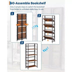 Étagère pliante à 4/5 niveaux – Bibliothèque industrielle sans assemblage pour bureau à domicile