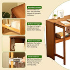 Bureau pliant FurnitureR en bambou naturel avec étagère de rangement, table d'écriture rabattable peu encombrante pour petits espaces, bureau ou salle d'étude