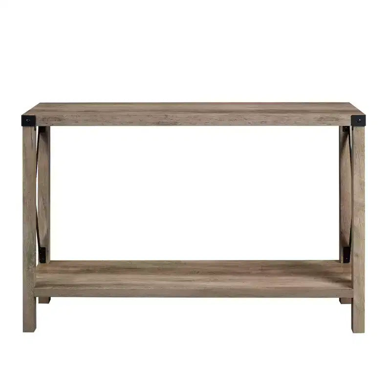 Table d'entrée moderne de style ferme en métal avec étagère inférieure