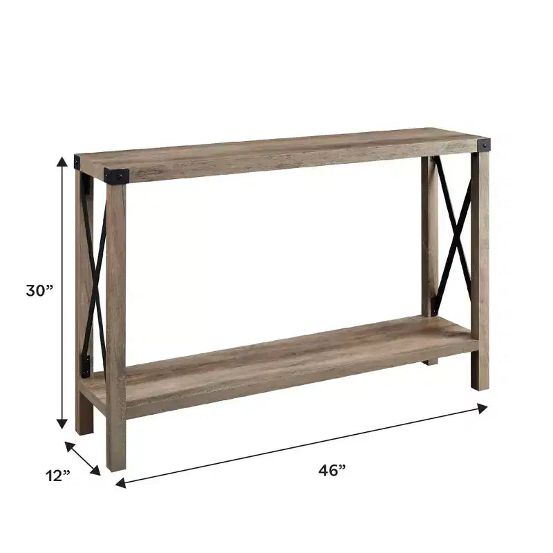 Table d'entrée moderne de style ferme en métal avec étagère inférieure