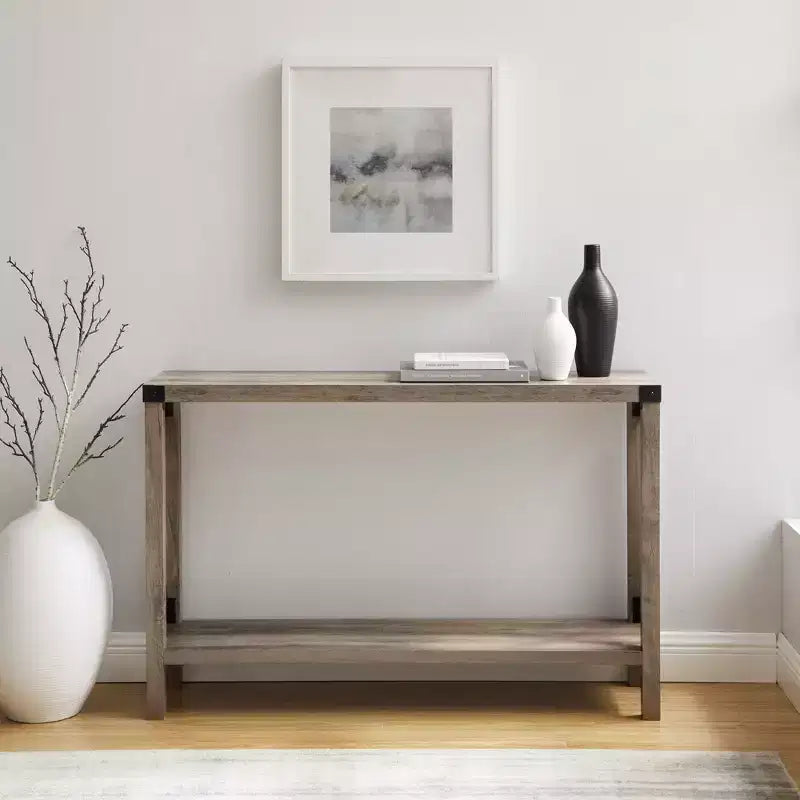 Modern Farmhouse Metal-X Entry Table with Lower Shelf