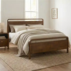 Ensemble de chambre à coucher Roundhill Furniture Eldren en bois, lit plateforme avec commode, miroir et table de chevet au fini noyer