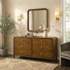 Ensemble de chambre à coucher Roundhill Furniture Eldren en bois, lit plateforme avec commode, miroir et table de chevet au fini noyer