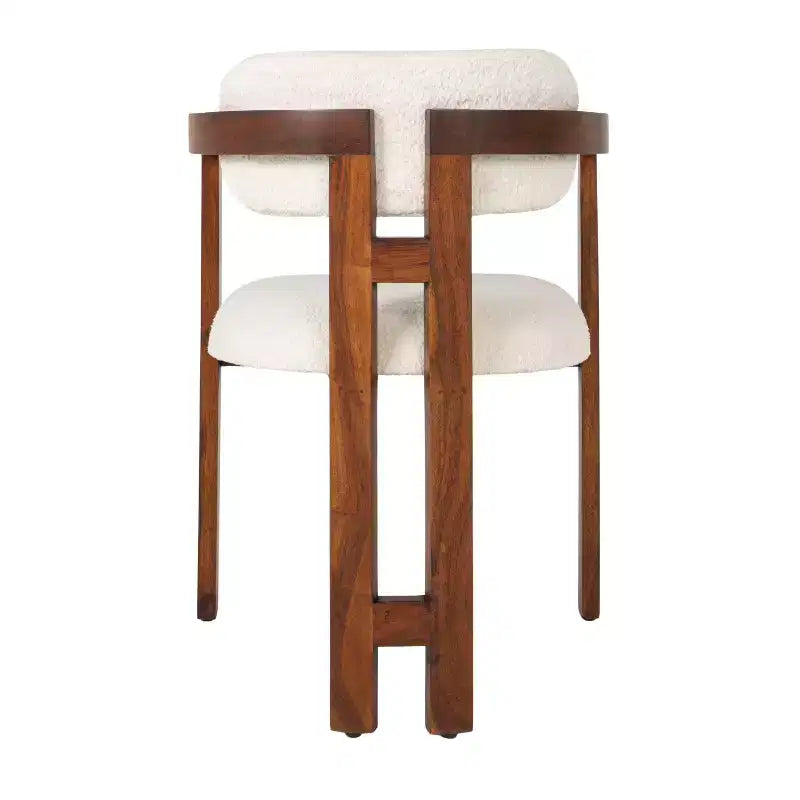 Chaise de salle à manger Storied Home en bois d'acacia avec tissu bouclé