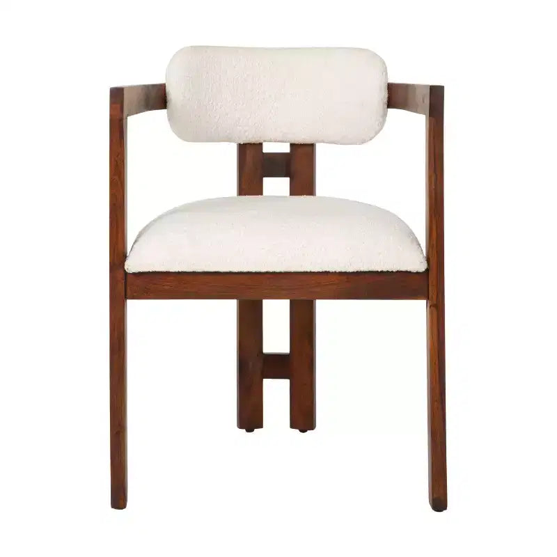 Chaise de salle à manger Storied Home en bois d'acacia avec tissu bouclé