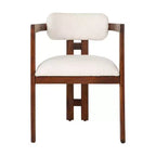 Chaise de salle à manger Storied Home en bois d'acacia avec tissu bouclé