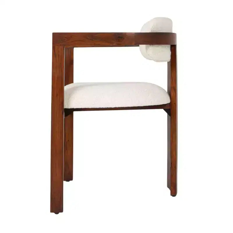 Chaise de salle à manger Storied Home en bois d'acacia avec tissu bouclé