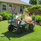 Chariot de jardin robuste en acier, 227 kg, chariot utilitaire pliant avec côtés et doublure en maille amovibles, pneus pneumatiques de 25,4 cm, poignée de traction